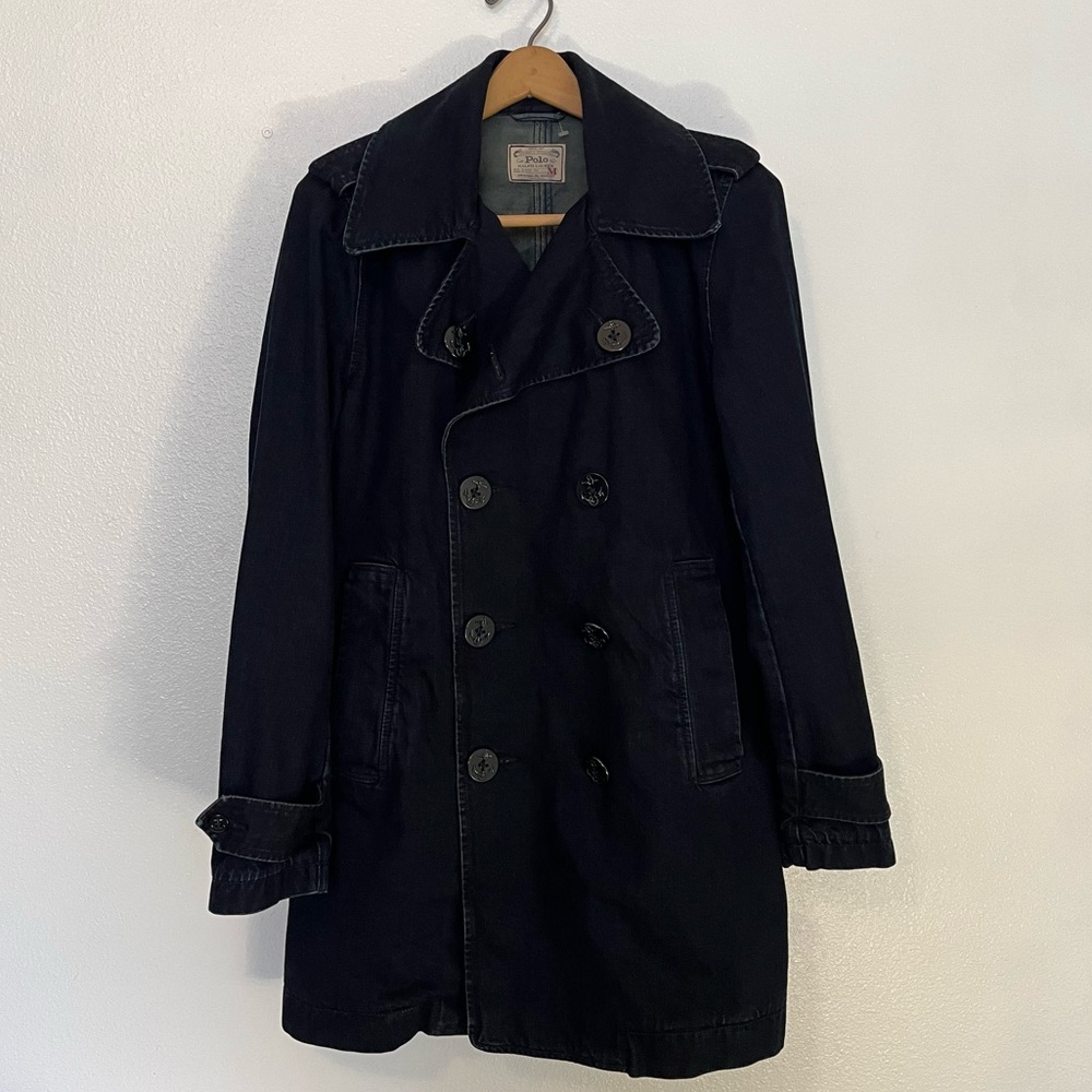 RALPH LAUREN Women's Blue Denim Pea Coat Taylor Indigo size M